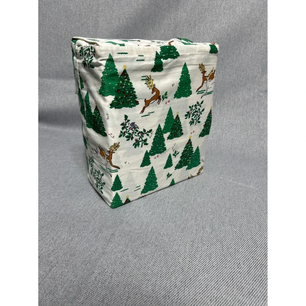 Threshold Holiday Reindeer Christmas Tree Queen Sheet Set White Green 4pc Cotton